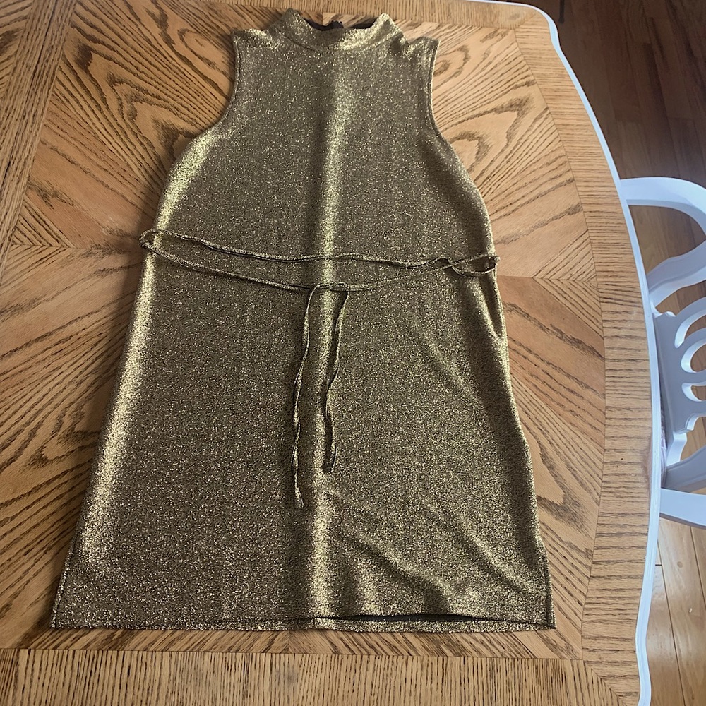 Top Shop Metallic gold viscose dress